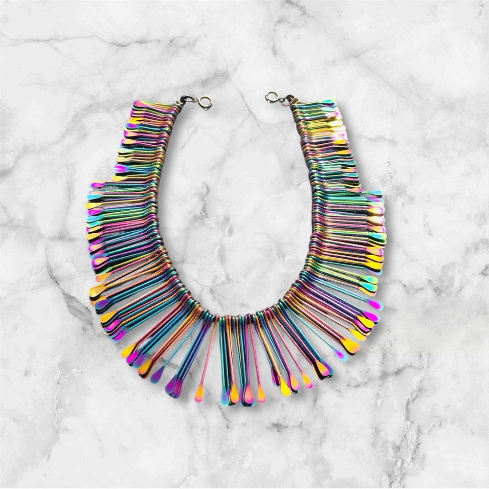 Sassy Jones Nagosi Iridescent Rainbow Women's Bib Necklace